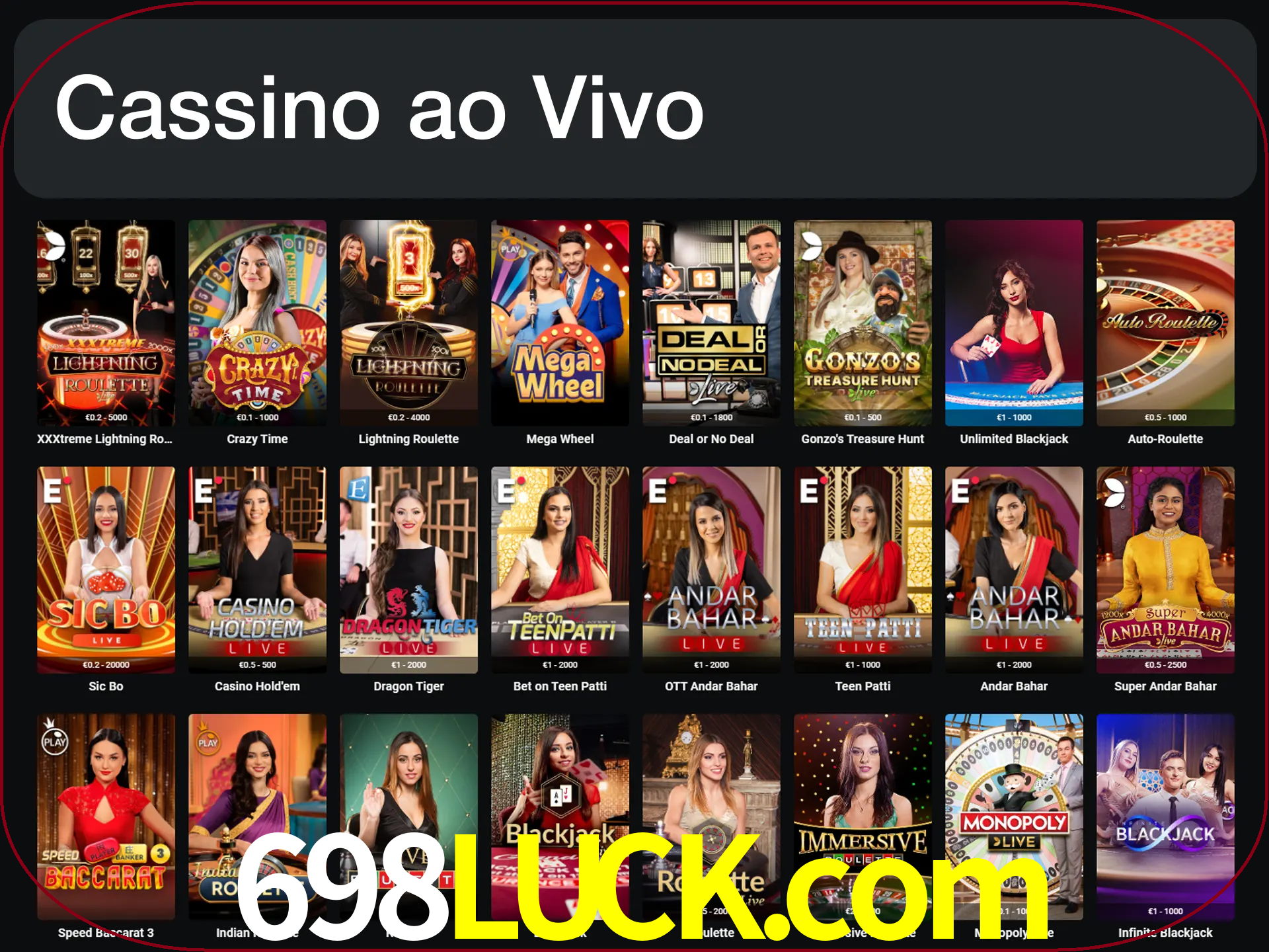Jogue jogos de cassino com um verdadeiro dealer.