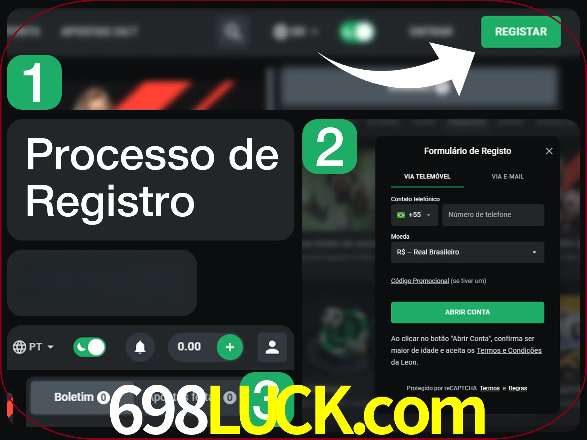 O processo de registro na LeonBet é simples.