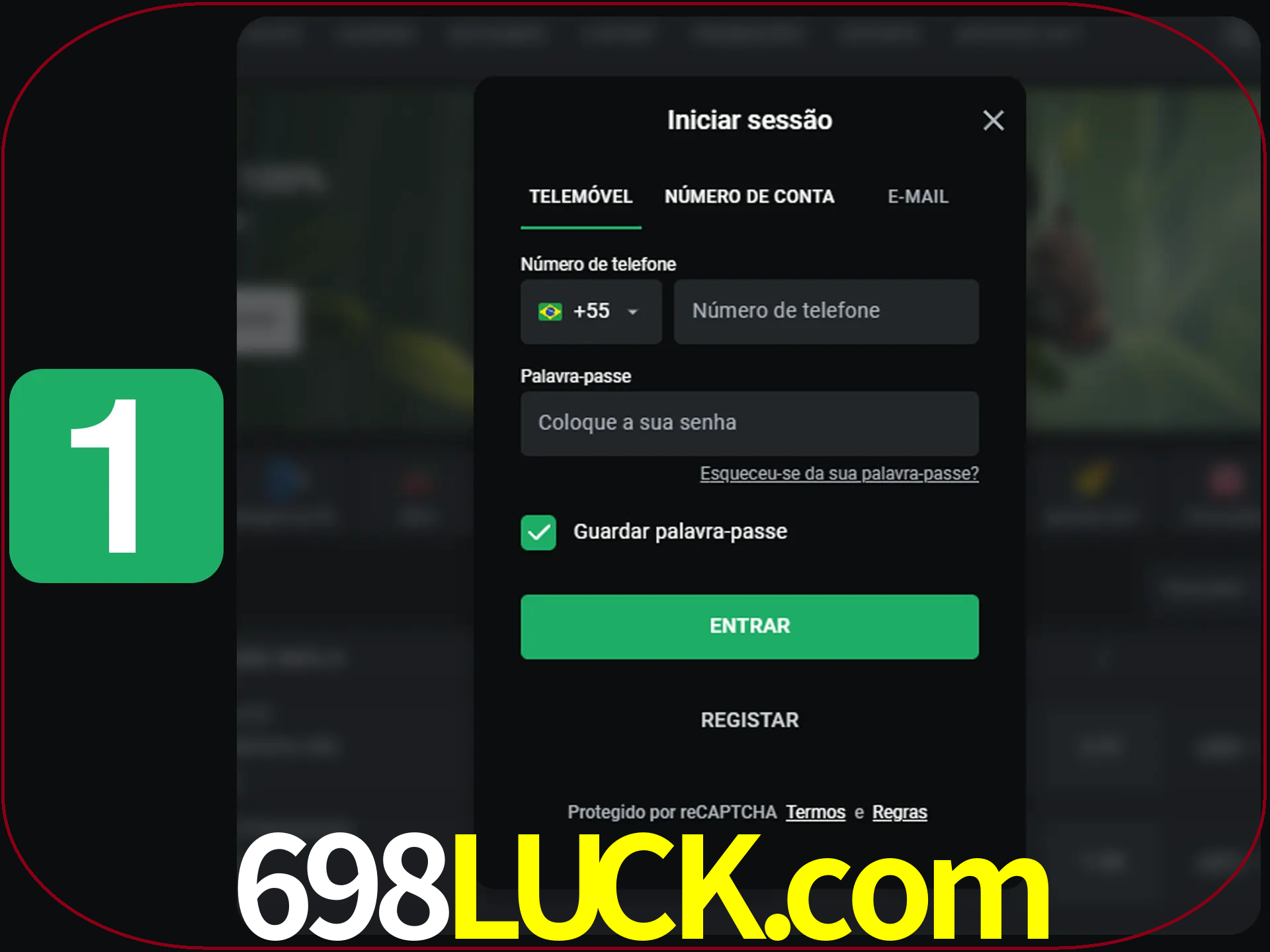 Clique no botão Entrar.